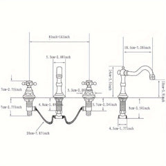 8 Inch Widespread Bathroom Sink Faucet 2 Cross Handles 3 Hole Antique Brass Bathroom Vanity Faucet Deck Mount Basin Mixer Tap With Overflow Pop-up Drain