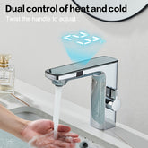 Touchless Bathroom Faucet with Dual Control of Heat and Cold & Digital Temperature Display - Single Hole Installation, Polished Chrome Finish, Valve Core, No Electricity/Batteries Needed for Hotel, Apartment, Residence, Hotel Water Fixture, Minimalist Sty