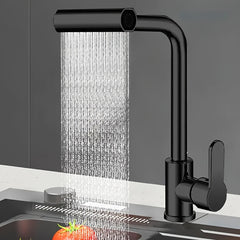 1pc Modern Pull-Out Kitchen Faucet with Hot & Cold Mixer, Adjustable Stretch Spout, 4-in-1 Water Modes (Waterfall/Bubble/Scrub/Pull-Out), Lead-Free Valve, Water-Saving Design, Rotating Spout for Full Coverage, Durable Painted Finish, Deck Mount for Kitche