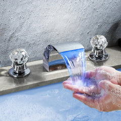 8 Inch Widespread 2 Handle 3 Hole Centerset Lead-Free Modern Bathroom Lavatory Faucet, Waterfall Spout RV Bathroom Vanity Sink Faucet With Water Supply Lines, Matte Black&Brushed Nickel&Chrome