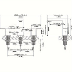 8 Inch 2 Handles 3 Holes Widespread Modern Bathroom Sink Faucet Vanity Basin Mixer Tap Faucet with Pop Up Drain, Matte Black And Brushed Golden, Easy Installation, Water Saving Foaming Device, Ceramic Valve, 3-Hole Mount, for Home Restroom Sink Decor