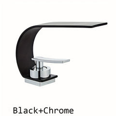 Becola Modern Art Bathroom Waterfall Faucet - Black Chrome & White Brass & Stainless Steel Sink Basin Tap, Dual Handle Hot/Cold Water Mixer, No Electricity Required, Contemporary Bath Sink Faucet for Kitchen or Bathroom, Bathroom Faucet, Sleek Elegant Des