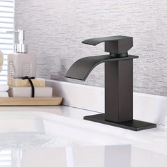 2 Sets Bathroom Faucets Vessel Sink Faucet Waterfall Bathroom Sink Faucet Modern Single Handle Bathroom Faucet With Deck Plate And Pop-Up Drain