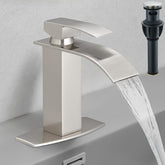 Bathroom Sink Faucet Waterfall Single Hole Or Three Holes Mixer Tap Bathroom Farmhouse RV Vanity Faucet With Pop Up Drain Stopper Assembly Water Supply Hose & 6" Deck Plate Deck Mounted, Perfect For Home Decor & Gifts, Christmas & Halloween Gift