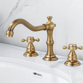 8 Inch Widespread Bathroom Sink Faucet 2 Cross Handles 3 Hole Antique Brass Bathroom Vanity Faucet Deck Mount Basin Mixer Tap With Overflow Pop-up Drain