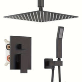 1set Luxury Rainfall Shower System - 8/12/16 Inch Square High Pressure Rain Shower Head, Handheld Sprayer, Ceiling Mounted Faucet Set - Matte Black, Brushed Nickel, Chrome - for Bathroom Remodeling - Perfect Gift for Homeowners