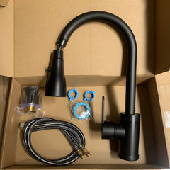 Modern Black Stainless Steel Kitchen/Bathroom Faucet - 360° Rotating Nozzle, Hot & Cold Dual Control, Single-Hole Installation, Ceramic Valve Core, Durable & Stylish Fit for Washbasin/Sink, Brushed Finish, Single Hole Mount, No Electricity Needed, Bathroo