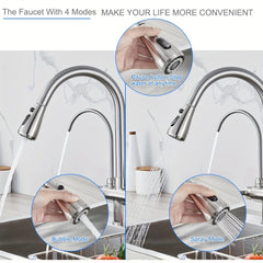 Kitchen Sink Faucet With Pull Down Sprayer 2 Handle 3 In 1 Water Filter Purifier Faucets Brushed Nickel Pull Out Sprayer Drinking Water Filter Purifier Mixer Tap