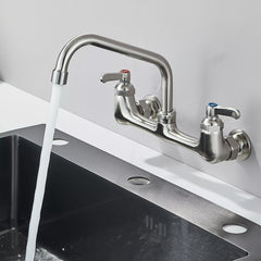 Modern Commercial & Residential Kitchen Faucet - Heavy-Duty 8" Center, Matte Black/Brushed nickel finishes, Wide-Swivel Spout, Easy Installation for Home & Restaurant Kitchens - Faucet, Contemporary Style, Highquality Finish, Wallmounted Sink, Interior De