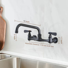 Modern Commercial & Residential Kitchen Faucet - Heavy-Duty 8" Center, Matte Black/Brushed nickel finishes, Wide-Swivel Spout, Easy Installation for Home & Restaurant Kitchens - Faucet, Contemporary Style, Highquality Finish, Wallmounted Sink, Interior De