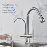 Kitchen Sink Faucet With Pull Down Sprayer 2 Handle 3 In 1 Water Filter Purifier Faucets Brushed Nickel Pull Out Sprayer Drinking Water Filter Purifier Mixer Tap