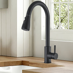 1pc Brushed Nickel High Arc Single Handle Kitchen Faucet with Pull-Down Sprayer, Stainless Steel Commercial/Residential RV Sink Faucet, Valve Core & Quick-Connect Hoses ( G9/16 Threads) - Easy One-Hole Installation, Water Faucet, Faucet Kitchen, Kitchen W