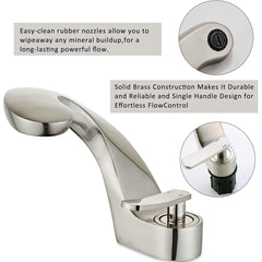 [Luxury Bathroom Faucet] 1pc Luxury Single Handle Bathroom Faucet - Anti-Splash Design, Ceramic Valve Core & Brushed Nickel Finish, Pure Copper Construction, Single Hole Installation for Vanity Sink Basin, Modern Contemporary Style, Higharc Spout, Sleek D