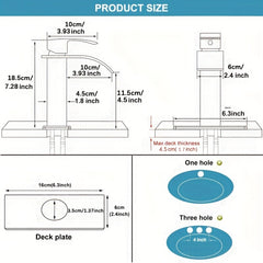 Polish Golden Spout And Matte Black, Bathroom Sink Faucet Waterfall Single Hole Or Three Holes Mixer Tap, Bathroom Farmhouse RV Faucet With Water Supply Hose & 6" Deck Plate, Lavatory Vanity Faucet Commercial With Pop Up Drain Deck Mounted