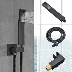 [Luxury Shower System] Luxury 1 Set Shower System Combo Set | 8 Inch Square High Pressure Rain Shower Head with Handheld Sprayer, Wall Mounted, Rough-in Valve Body And Trim, Matte Black - Perfect for Home Decor & Gift, Christmas & Halloween Gift