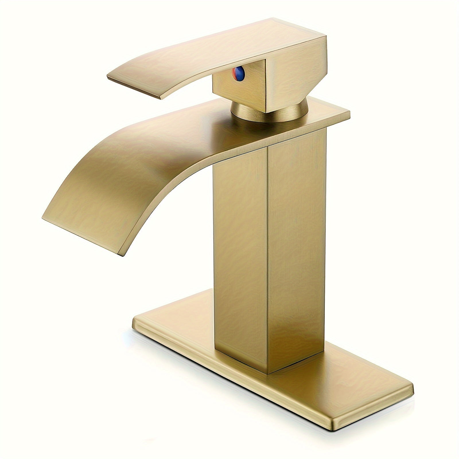 Bathroom Faucet Waterfall Bathroom Sink Faucet Single Hole 1 Or 3 Hole Mixer Tap Bathroom Vanity Faucet Farmhouse RV Bathroom Sink Faucet Set with 6" Deck Plate Deck Mount, Brushed Golden&Matte Black&Brushed Nickel&Chrome