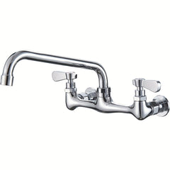 [Wall Mount Kitchen Faucet] Heavy-Duty Commercial & Residential Wall Mount Kitchen Faucet - 8" Center, Chrome Finish, Hot/Cold Water Handles, Swivel Spout (8/10/12 Inch Options), Easy Installation for Home & Restaurant Sinks - Faucet, Contemporary Style,