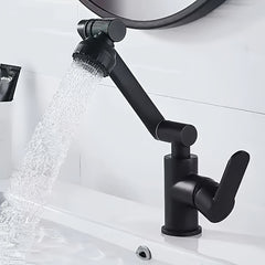 [Modern Matte Black Faucet] Modern Matte Black Stainless Steel Faucet - 1pc, 1080° Swivel Dual Mode Spray (Strong Jet/Bubble Foam), Single Hole Installation For Bathroom & Kitchen Sink, Valve Core, Drinking Water Safe, Includes Hardware & G1/2 Pipes, Effi