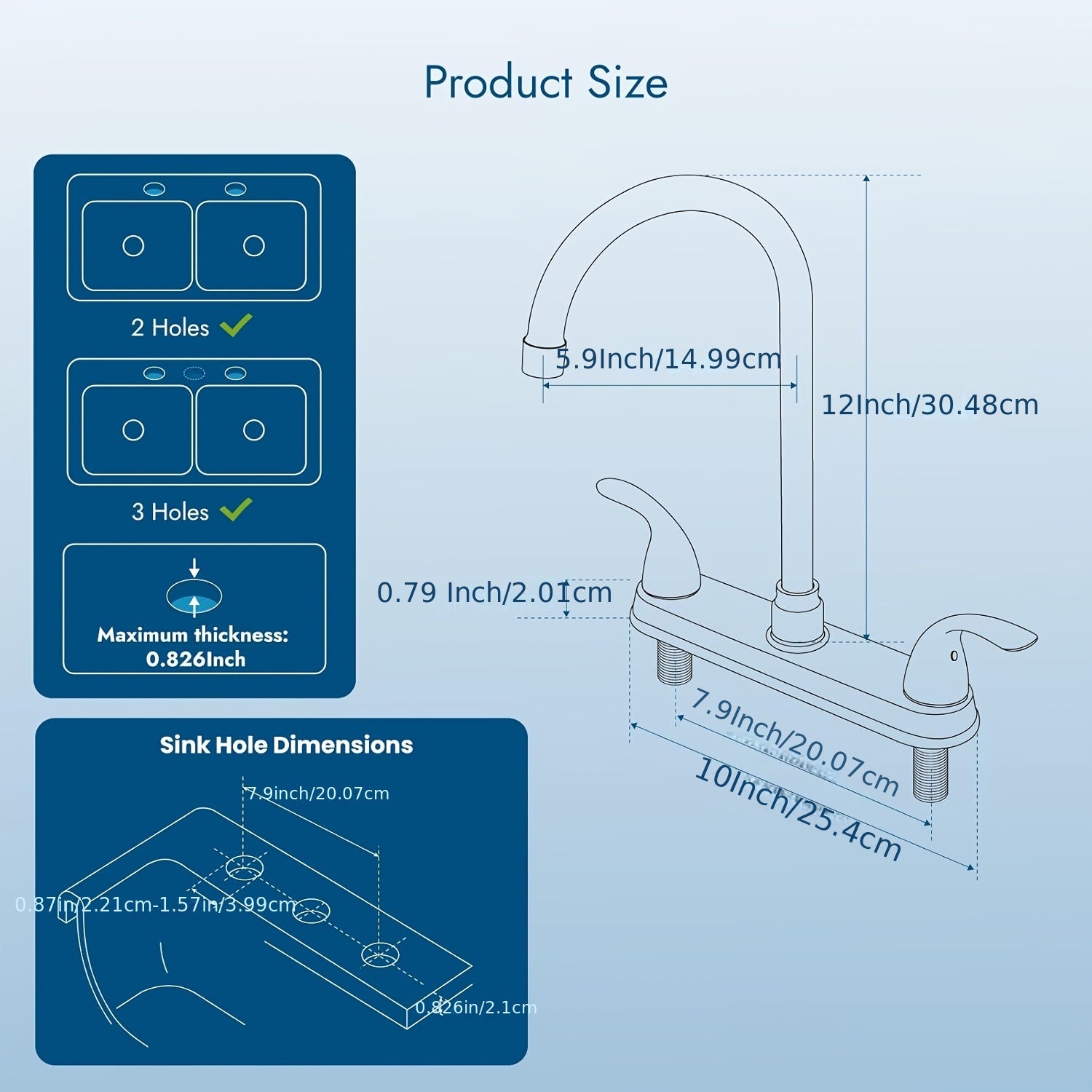 1 Set 8-inch Kitchen Faucet with 360-degree Rotation, Made Of 304 Stainless Steel, Double Handles, Equipped Without Spray Gun, Brushed Minimalist Style - for Kitchen & Hotel Use - Perfect Gift for Homeowners
