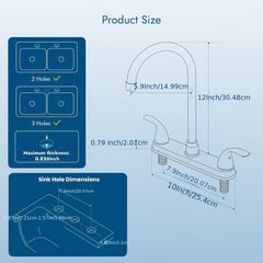 1 Set 8-inch Kitchen Faucet with 360-degree Rotation, Made Of 304 Stainless Steel, Double Handles, Equipped Without Spray Gun, Brushed Minimalist Style - for Kitchen & Hotel Use - Perfect Gift for Homeowners