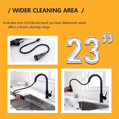 1pc Brushed Nickel High Arc Single Handle Kitchen Faucet with Pull-Down Sprayer, Stainless Steel Commercial/Residential RV Sink Faucet, Valve Core & Quick-Connect Hoses ( G9/16 Threads) - Easy One-Hole Installation, Water Faucet, Faucet Kitchen, Kitchen W