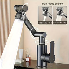 [Modern Matte Black Faucet] Modern Matte Black Stainless Steel Faucet - 1pc, 1080° Swivel Dual Mode Spray (Strong Jet/Bubble Foam), Single Hole Installation For Bathroom & Kitchen Sink, Valve Core, Drinking Water Safe, Includes Hardware & G1/2 Pipes, Effi