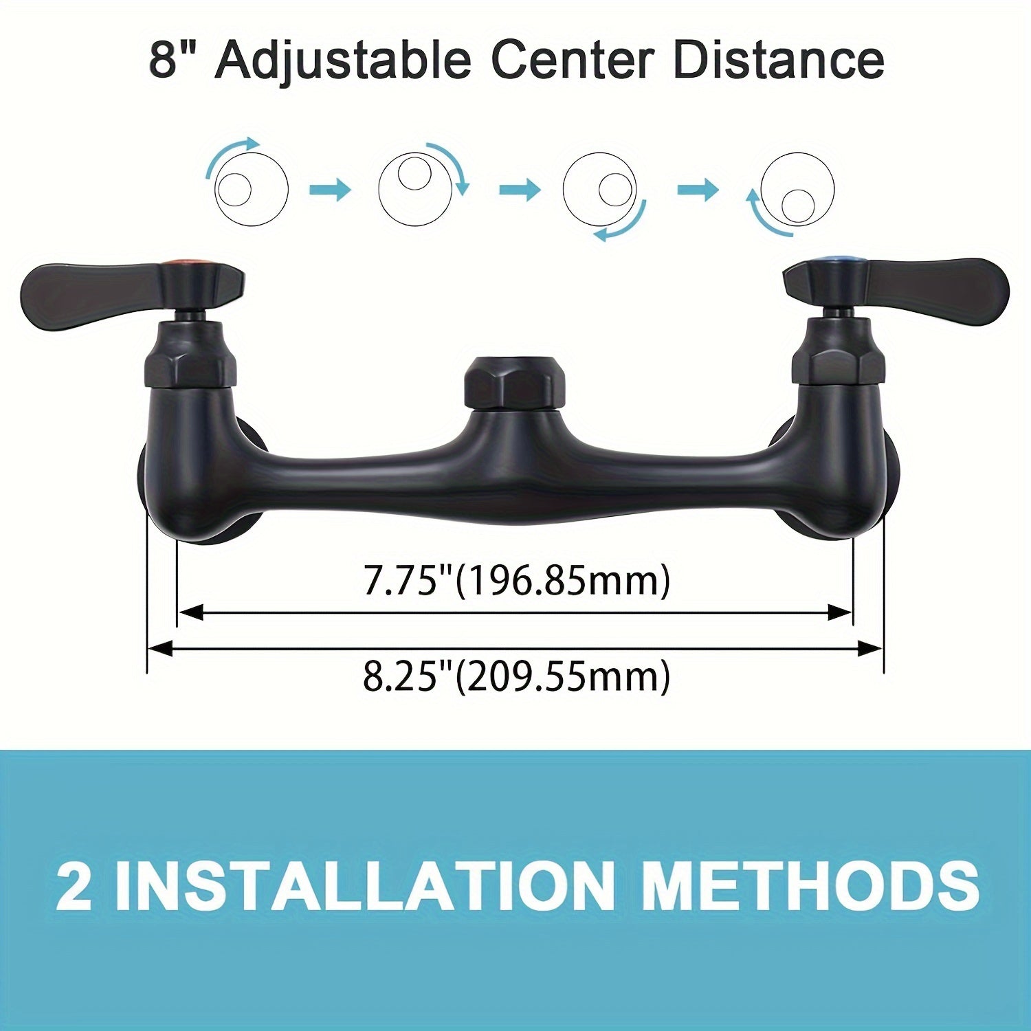 Modern Commercial & Residential Kitchen Faucet - Heavy-Duty 8" Center, Matte Black/Brushed nickel finishes, Wide-Swivel Spout, Easy Installation for Home & Restaurant Kitchens - Faucet, Contemporary Style, Highquality Finish, Wallmounted Sink, Interior De