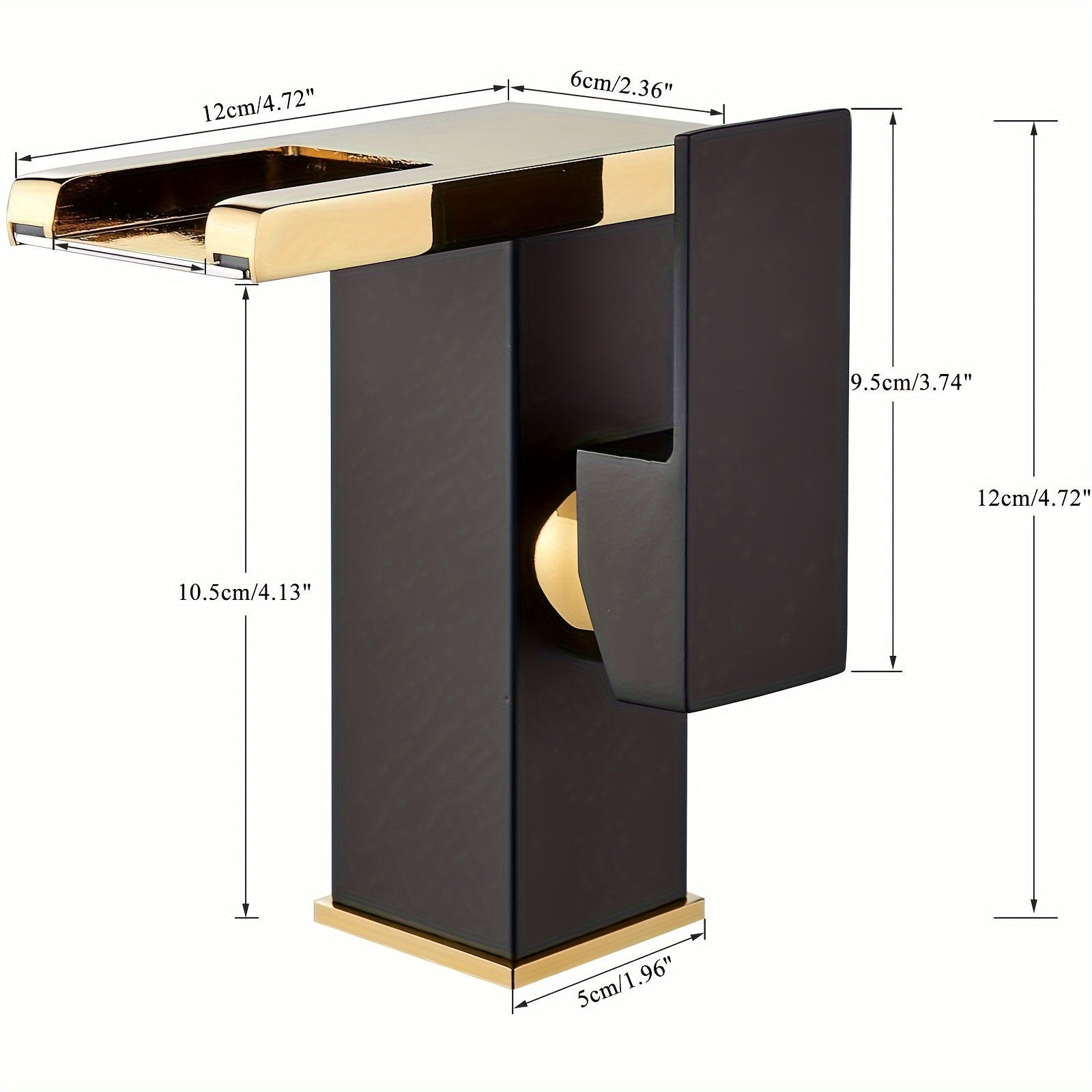 [LED Lighting Waterfall Faucet] LED Lighting Waterfall Faucet - Single Handle, 3-Color Changing Spout, Black & Golden Finish, One Hole Deck Mount for Vanity Sink, Commercial Use, Luxury Washroom Fixture, Contemporary Design, Highquality Finish, Adjustable