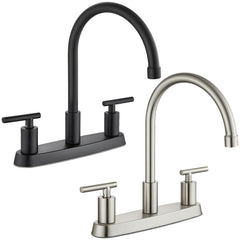 [High Arc Kitchen Faucet] Heavy-Duty 2-Handle High Arc Kitchen Faucet with 360° Swivel Spout | Hot/Cold Centerset Sink Faucet, Deck Mount Installation with Supply Lines - Matte Black or Brushed Nickel Finish for Modern Kitchen or RV - Water-Saving Design,