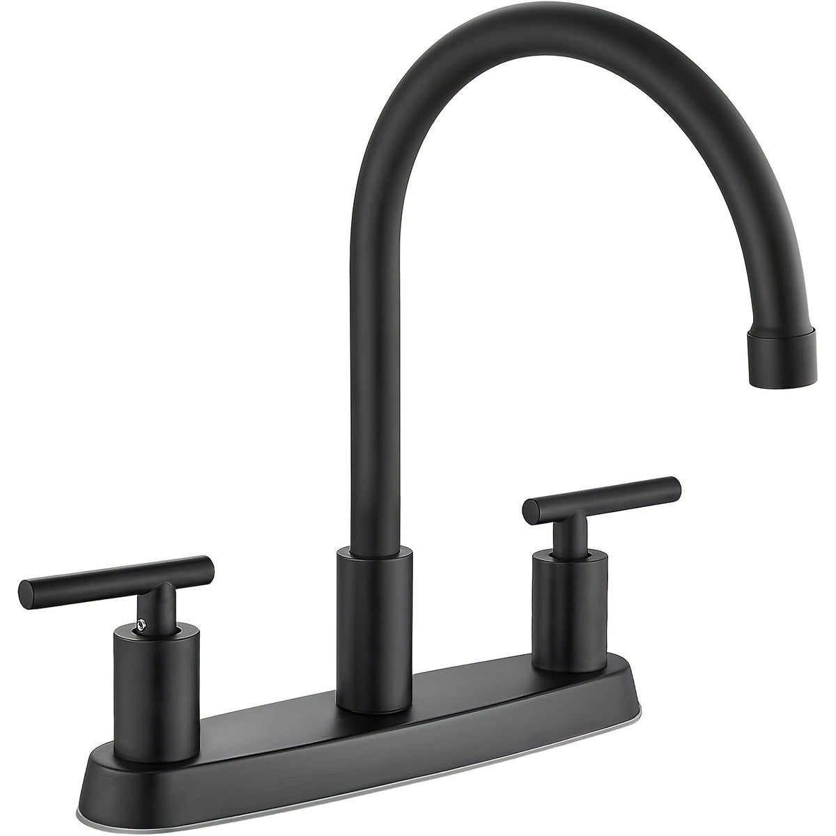 [High Arc Kitchen Faucet] Heavy-Duty 2-Handle High Arc Kitchen Faucet with 360° Swivel Spout | Hot/Cold Centerset Sink Faucet, Deck Mount Installation with Supply Lines - Matte Black or Brushed Nickel Finish for Modern Kitchen or RV - Water-Saving Design,