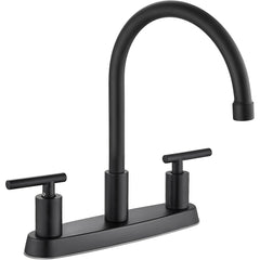 [High Arc Kitchen Faucet] Heavy-Duty 2-Handle High Arc Kitchen Faucet with 360° Swivel Spout | Hot/Cold Centerset Sink Faucet, Deck Mount Installation with Supply Lines - Matte Black or Brushed Nickel Finish for Modern Kitchen or RV - Water-Saving Design,